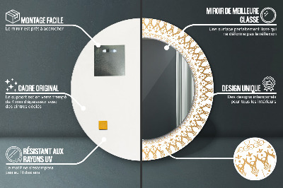 Miroir rond avec décoration Mandala indien