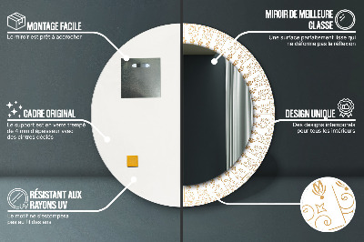 Miroir rond avec décoration Mandala indien