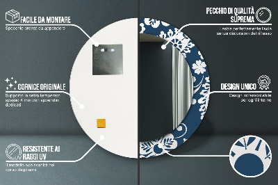 Miroir rond imprimé Composition cachemire
