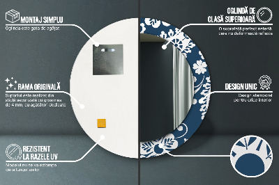 Miroir rond imprimé Composition cachemire