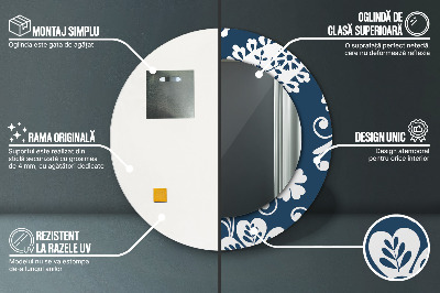 Miroir rond imprimé Composition cachemire
