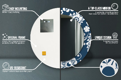 Miroir rond imprimé Composition cachemire