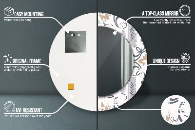 Miroir rond avec décoration Carreaux rétro