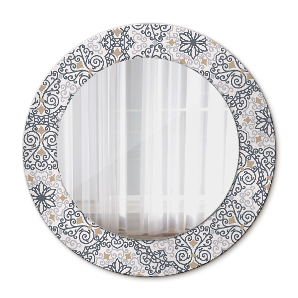 Miroir rond avec décoration Ornements géométriques