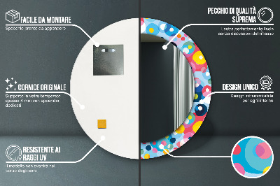 Miroir rond avec décoration Épines colorées