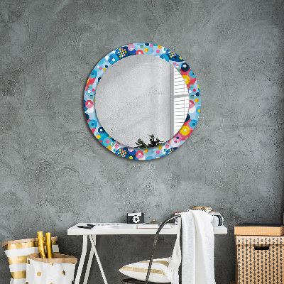 Miroir rond avec décoration Épines colorées