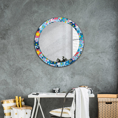 Miroir rond avec décoration Épines colorées