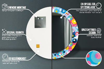 Miroir rond avec décoration Épines colorées