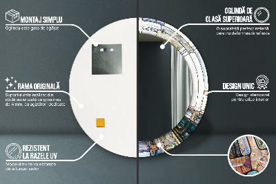 Miroir rond imprimé Vitrail abstrait