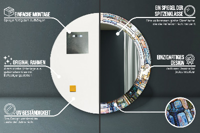 Miroir rond imprimé Vitrail abstrait