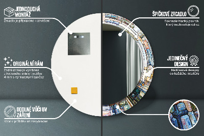 Miroir rond imprimé Vitrail abstrait