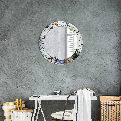 Miroir rond imprimé Vitrail abstrait