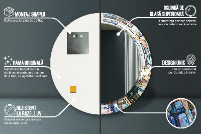 Miroir rond imprimé Vitrail abstrait