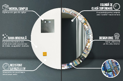 Miroir rond imprimé Vitrail abstrait