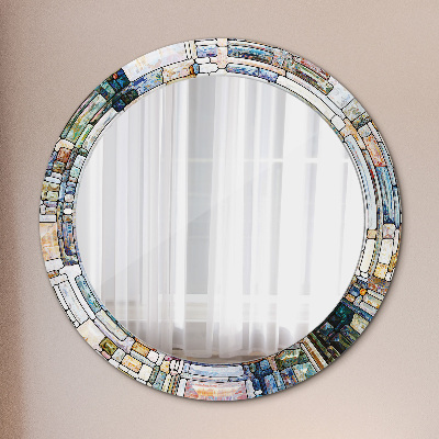 Miroir rond imprimé Vitrail abstrait