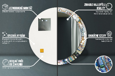 Miroir rond imprimé Vitrail abstrait