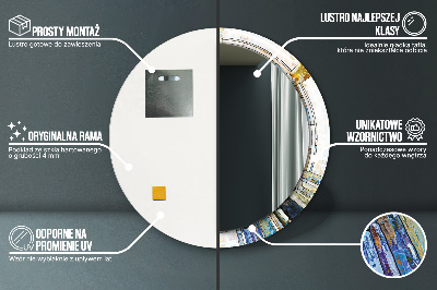 Miroir rond imprimé Vitrail abstrait