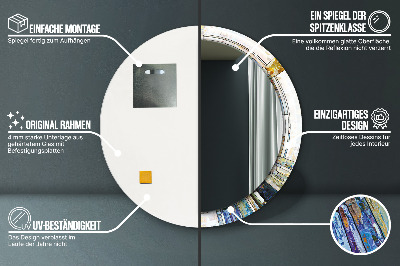 Miroir rond imprimé Vitrail abstrait
