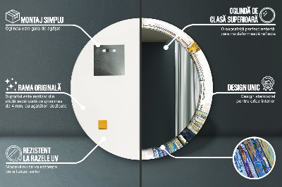 Miroir rond imprimé Vitrail abstrait