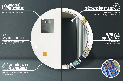 Miroir rond imprimé Vitrail abstrait