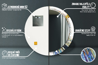 Miroir rond imprimé Vitrail abstrait