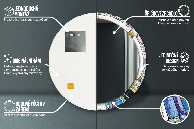 Miroir rond imprimé Vitrail abstrait