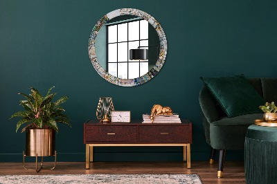 Miroir rond imprimé Vitrail abstrait