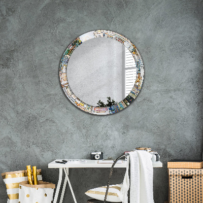 Miroir rond imprimé Vitrail abstrait