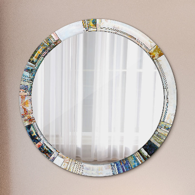 Miroir rond imprimé Vitrail abstrait