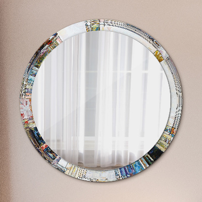 Miroir rond imprimé Vitrail abstrait