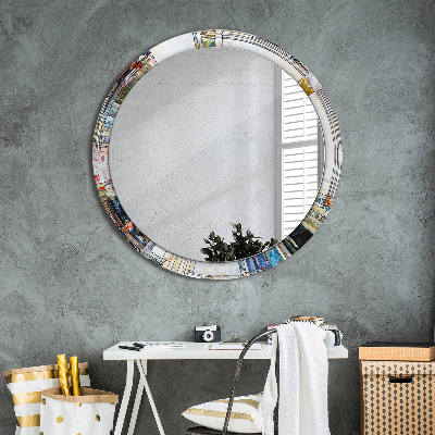 Miroir rond imprimé Vitrail abstrait