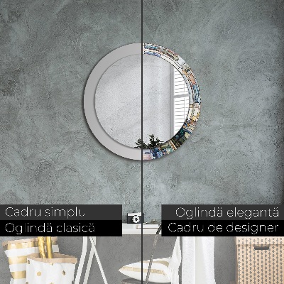 Miroir rond imprimé Vitrail abstrait
