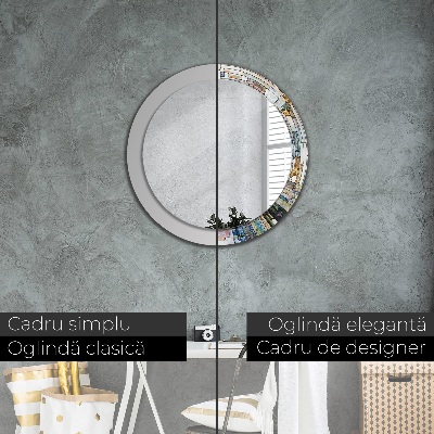 Miroir rond imprimé Vitrail abstrait