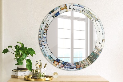 Miroir rond imprimé Vitrail abstrait