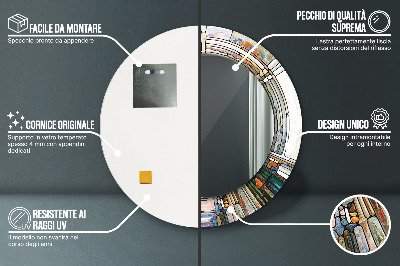 Miroir rond imprimé Vitrail abstrait
