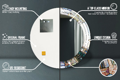 Miroir rond imprimé Vitrail abstrait
