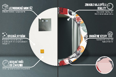 Miroir rond avec décoration Abstraction avec des oiseaux