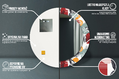 Miroir rond avec décoration Abstraction avec des oiseaux