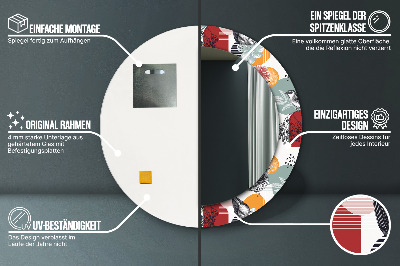 Miroir rond avec décoration Abstraction avec des oiseaux