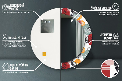 Miroir rond avec décoration Abstraction avec des oiseaux