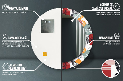 Miroir rond avec décoration Abstraction avec des oiseaux