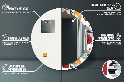 Miroir rond avec décoration Abstraction avec des oiseaux