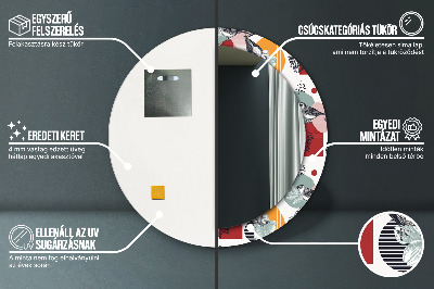 Miroir rond avec décoration Abstraction avec des oiseaux