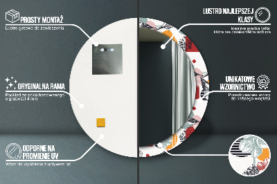 Miroir rond avec décoration Abstraction avec des oiseaux