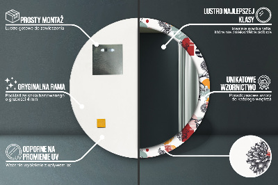 Miroir rond avec décoration Abstraction avec des oiseaux