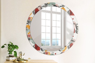 Miroir rond avec décoration Abstraction avec des oiseaux