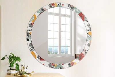 Miroir rond avec décoration Abstraction avec des oiseaux