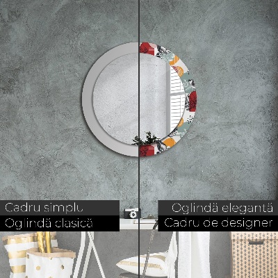 Miroir rond avec décoration Abstraction avec des oiseaux