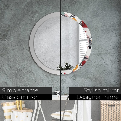 Miroir rond avec décoration Abstraction avec des oiseaux