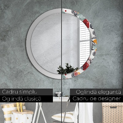 Miroir rond avec décoration Abstraction avec des oiseaux